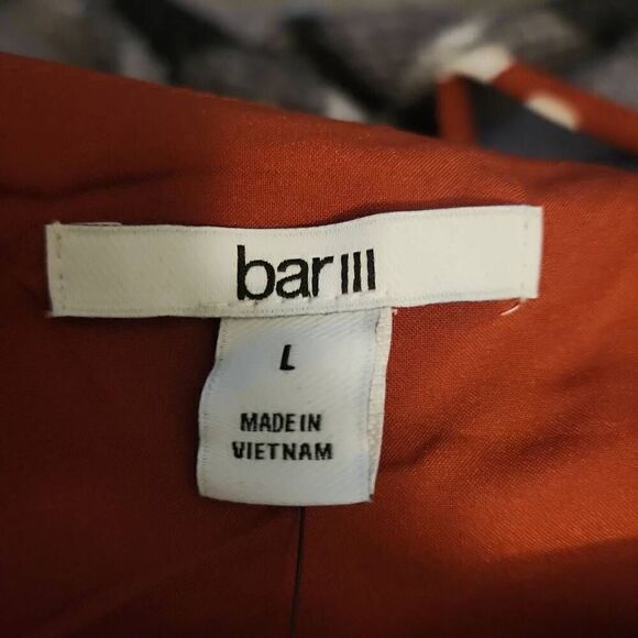 Bar III Women's Size Large Orange Rust White Carmen Dot Tie Front Cami Crop Top - Picture 5 of 6